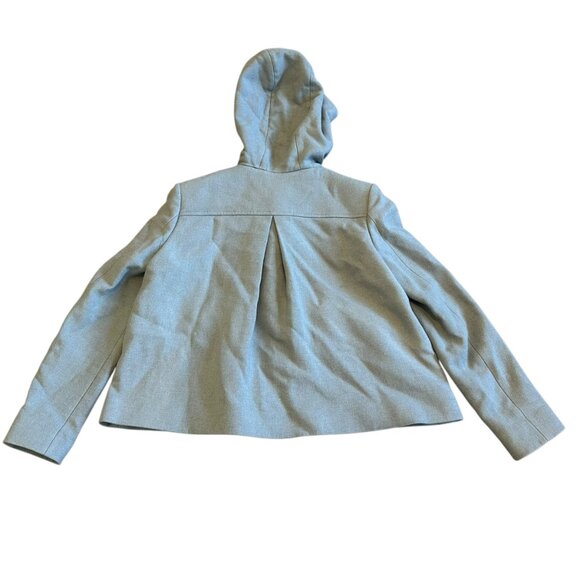 ba&sh Cotton Wool Blend Toggle Coat Jacket Waist-Length Blue Hooded Size 8 Women - Picture 6 of 12